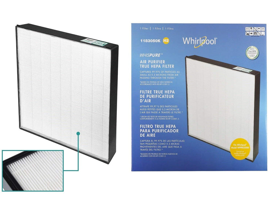 Whirlpool Whispure Black WPPRO2000 & Extra Genuine True HEPA Replacement Filter Set